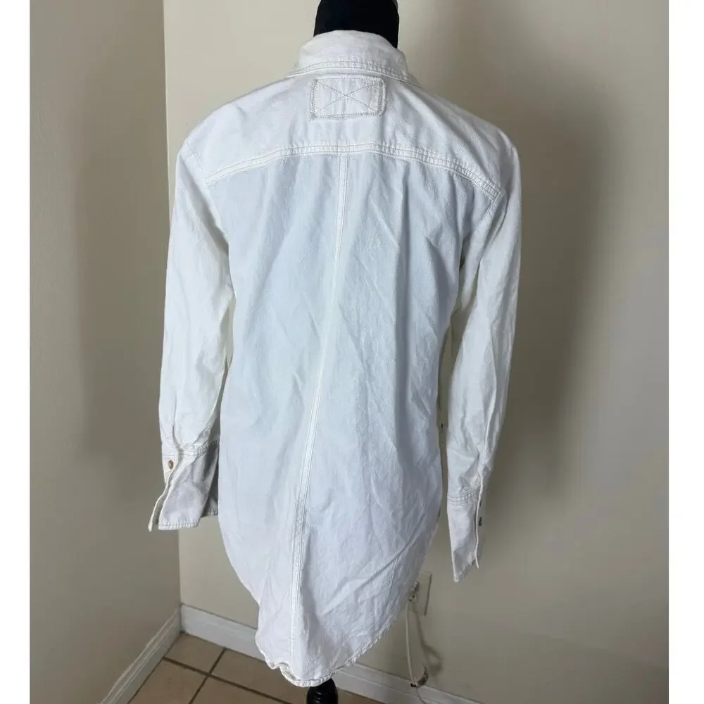 We The Free Free People freddie White Oversize Long Sleeve Top XS